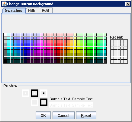 Creating and Showing a JColorChooser Pop-Up Window