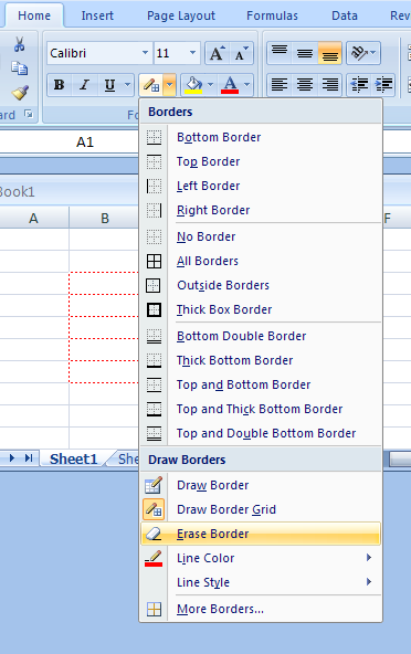 Repaste løfte dynasti Erase a Border : Cell Border « Format Style « Microsoft Office Excel 2007  Tutorial