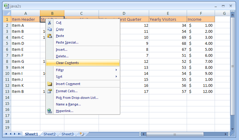 Excel Quickly Clear Contents